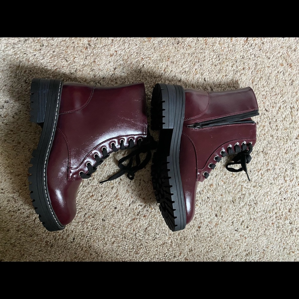 Maroon combat boots (never used)